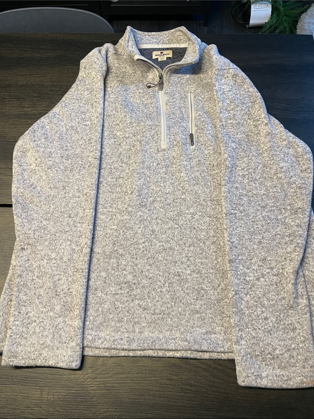 Woolrich Men’s Heather Light Gray Quarter-Zip Pullover